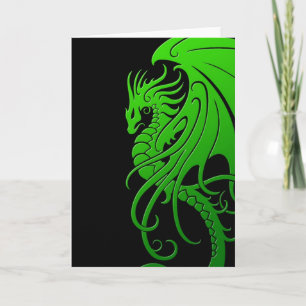 Flying Tribal Dragon - green on black Card