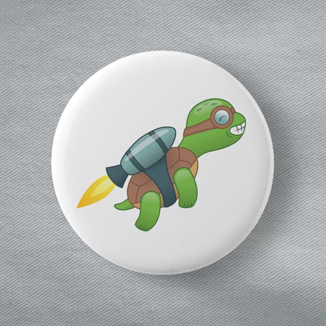 Flying Turtle with a Jetpack 6 Cm Round Badge (Creator Uploaded)