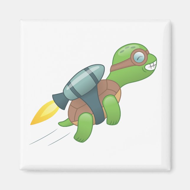 Flying Turtle with a Jetpack Magnet (Front)