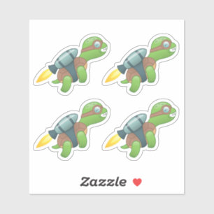 Flying Turtle with a Jetpack Set of 4