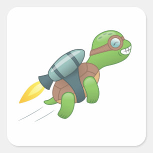 Flying Turtle with a Jetpack Square Sticker