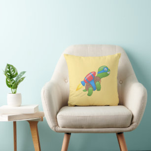 Flying Turtle with a Red Jetpack Cushion