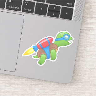 Flying Turtle with a Red Jetpack Sticker