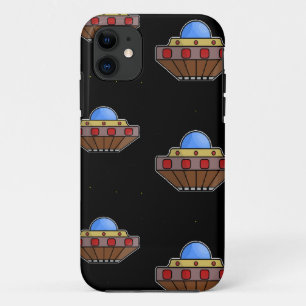 Flying ufo in space black iPhone 11 case