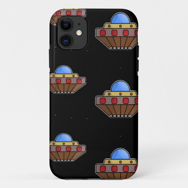 Flying ufo in space black Case-Mate iPhone case (Back)