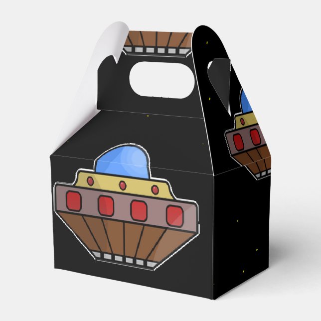 Flying ufo in space black favour box (Front Side)