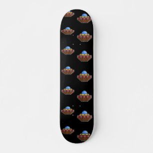 Flying ufo in space black skateboard