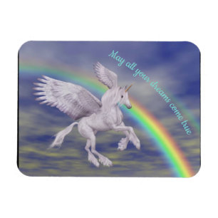 Flying Unicorn Over Rainbow Dreams Fantasy Horse  Magnet