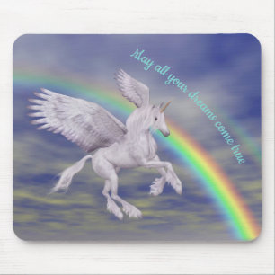 Flying Unicorn Over Rainbow Dreams Fantasy Horse  Mouse Mat