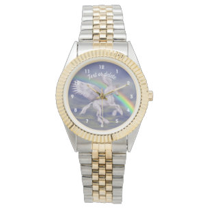Flying Unicorn Rainbow Animal Art Personalised Watch