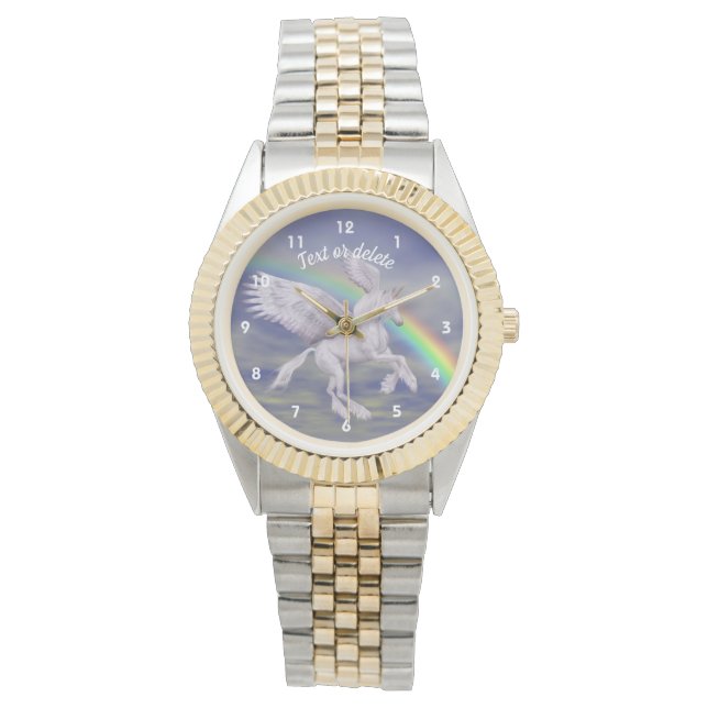 Flying Unicorn Rainbow Animal Art Personalised Watch (Front)