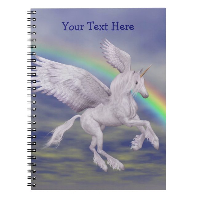 Flying Unicorn Rainbow Personalised Notebook (Front)
