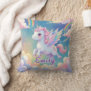 Flying Unicorn Rainbow Wings – Editable Name Cushion
