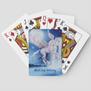 Flying Unicorn Waterfall Believe Fantasy Horse Playing Cards