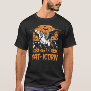 Flying Unicorn with Bat Wings Bat-icorn Halloween T-Shirt