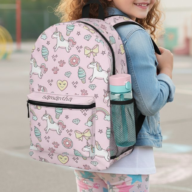 Flying Unicorns Rainbows Kawaii Pink ID381 Printed Backpack (Creator Uploaded)