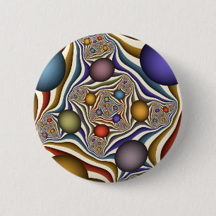 Flying Up, Colorful Modern Abstract Fractal Art 6 Cm Round Badge