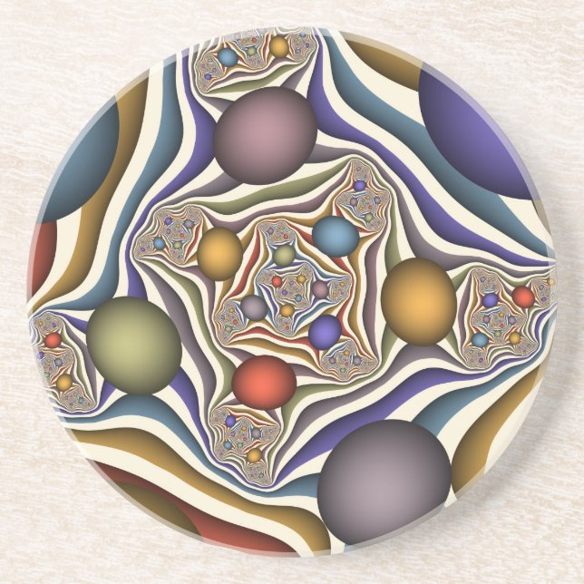 Flying Up Colorful Modern Abstract Fractal Art Coaster (Front)