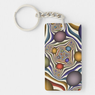 Flying Up, Colorful Modern Abstract Fractal Art Key Ring