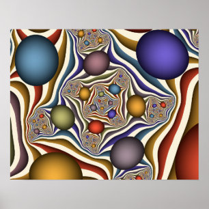 Flying Up, Colorful, Modern, Abstract Fractal Art Poster