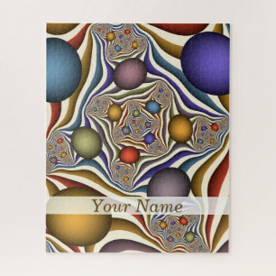 Flying Up, Colorful Modern Abstract Fractal Name Jigsaw Puzzle