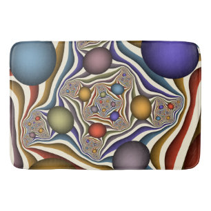 Flying Up Colourful Modern Abstract Fractal Art Bath Mat