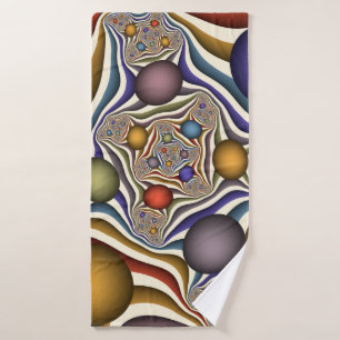 Flying Up, Colourful, Modern, Abstract Fractal Art Bath Towel