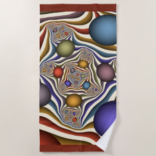 Flying Up, Colourful, Modern, Abstract Fractal Art Beach Towel