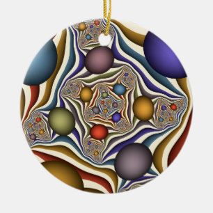 Flying Up Colourful Modern Abstract Fractal Art Ceramic Tree Decoration