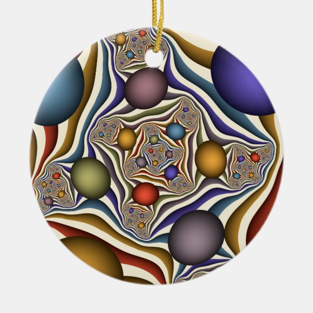 Flying Up Colourful Modern Abstract Fractal Art Ceramic Tree Decoration (Front)