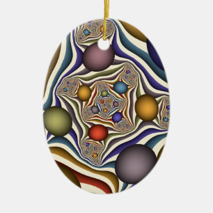 Flying Up Colourful Modern Abstract Fractal Art Ceramic Tree Decoration