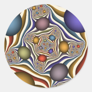 Flying Up, Colourful Modern Abstract Fractal Art Classic Round Sticker