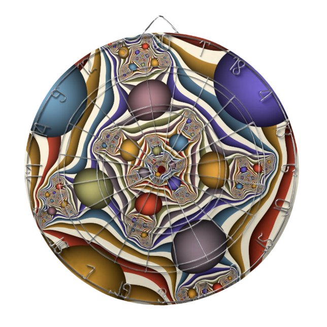 Flying Up Colourful Modern Abstract Fractal Art Dartboard (Front)