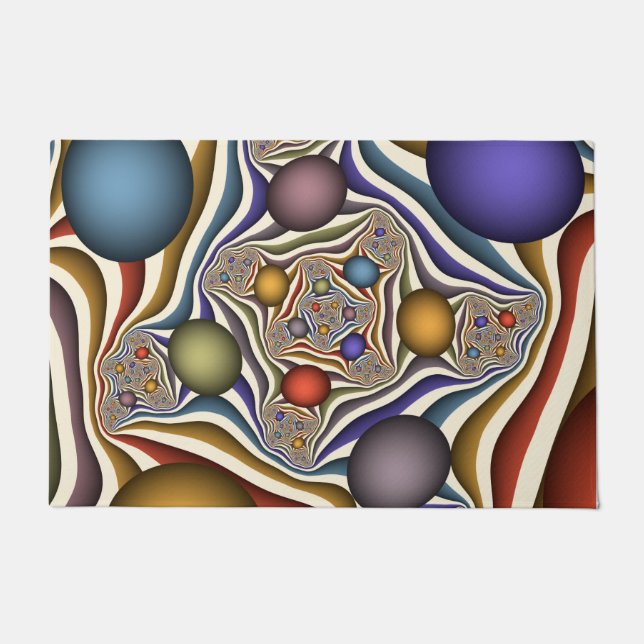 Flying Up, Colourful Modern Abstract Fractal Art Doormat (Front)
