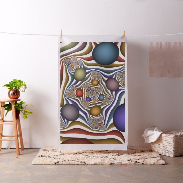 Flying Up Colourful Modern Abstract Fractal Art Fabric (In Situ)