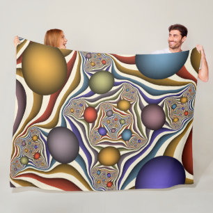 Flying Up, Colourful, Modern, Abstract Fractal Art Fleece Blanket