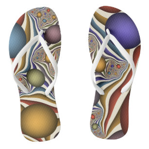 Flying Up, Colourful, Modern, Abstract Fractal Art Flip Flops