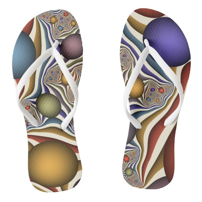 Flying Up, Colourful, Modern, Abstract Fractal Art Flip Flops (Footbed)