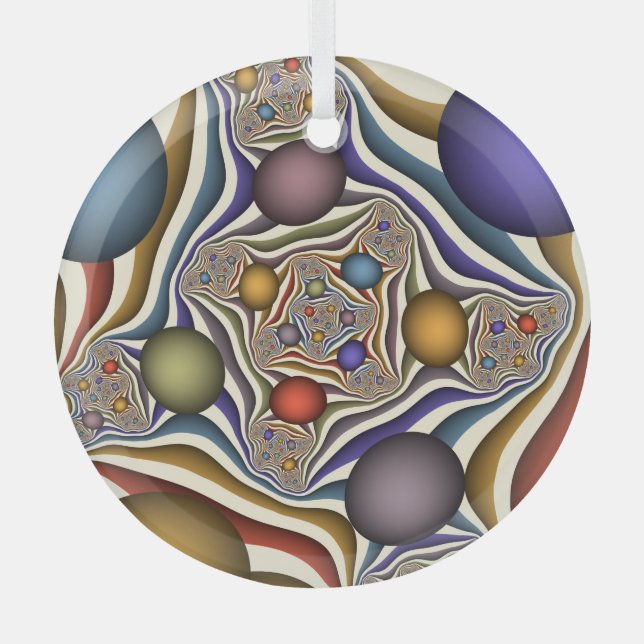 Flying Up Colourful Modern Abstract Fractal Art Glass Tree Decoration (Front)