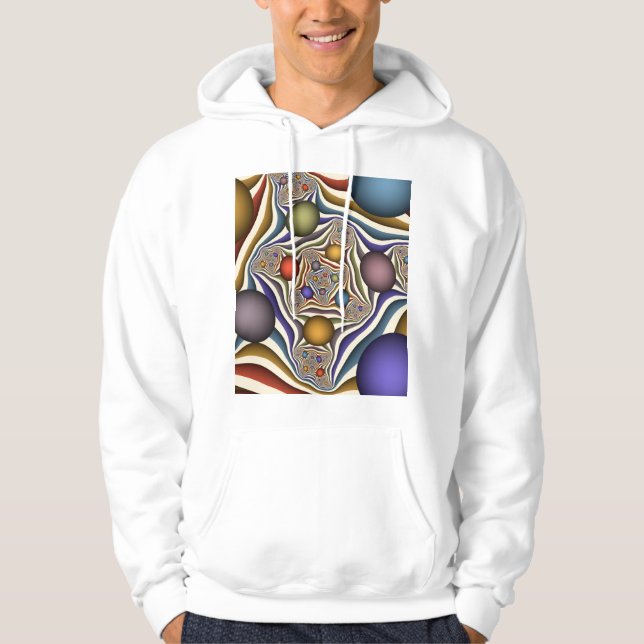 Flying Up Colourful Modern Abstract Fractal Art Hoodie (Front)