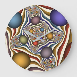 Flying Up, Colourful, Modern, Abstract Fractal Art Large Clock