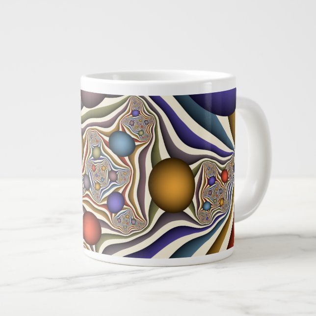 Flying Up Colourful Modern Abstract Fractal Art Large Coffee Mug (Front Right)