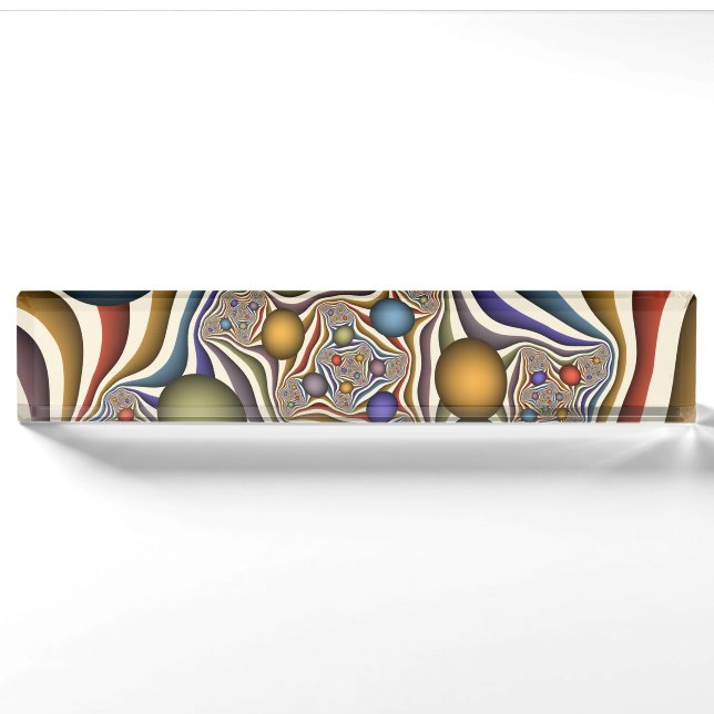 Flying Up, Colourful Modern Abstract Fractal Art Nameplate (Front)