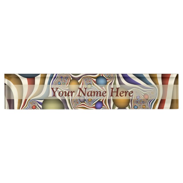 Flying Up, Colourful Modern Abstract Fractal Art Nameplate (Front)