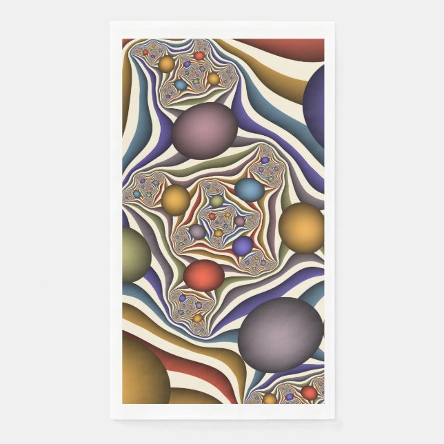 Flying Up, Colourful, Modern, Abstract Fractal Art Napkin (Front)