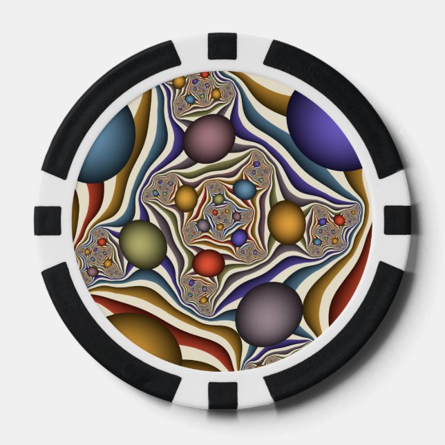 Flying Up, Colourful Modern Abstract Fractal Art Poker Chips (Front)