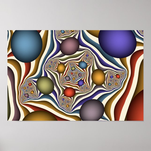 Flying Up, Colourful, Modern, Abstract Fractal Art Poster (Front)