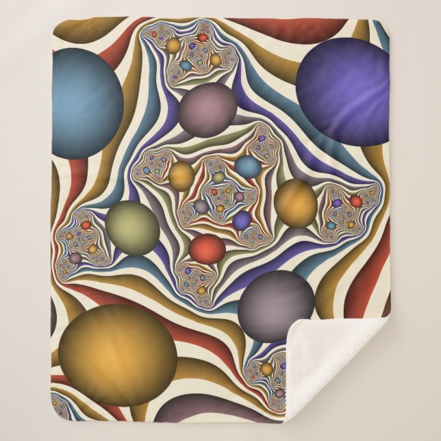 Flying Up, Colourful, Modern, Abstract Fractal Art Sherpa Blanket (Front)
