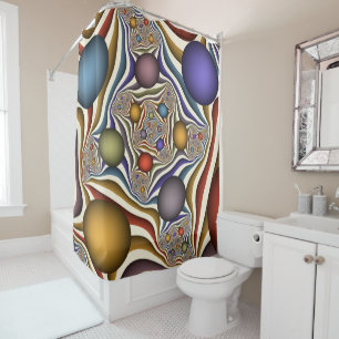 Flying Up, Colourful, Modern, Abstract Fractal Art Shower Curtain