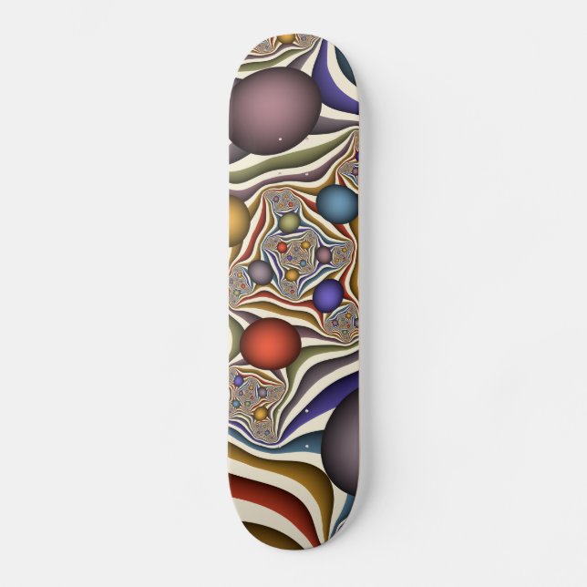 Flying Up, Colourful, Modern, Abstract Fractal Art Skateboard (Front)